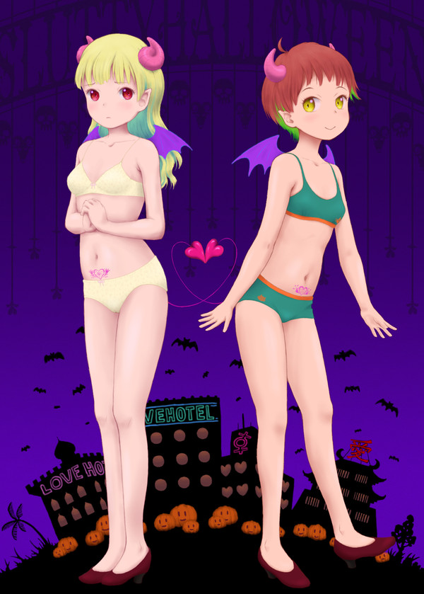 ハロウィンには世界中の女子中学生カップルみんなサキュバス