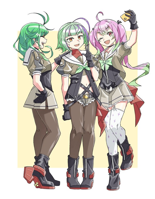松と竹と桃の記念撮影
