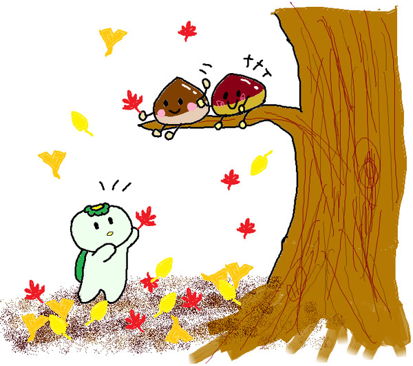 秋深し、クリクリきょうだいときれいな紅葉の見せ合いっこ
