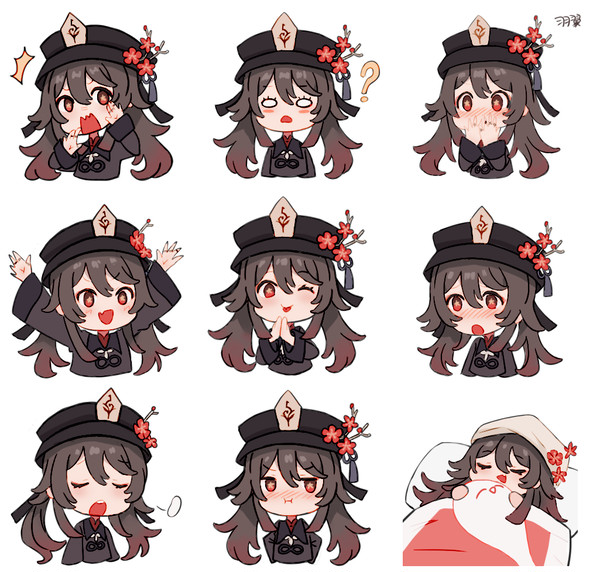 ⁄(⁄ ⁄•⁄ω⁄•⁄ ⁄)⁄害羞胡桃表情9连