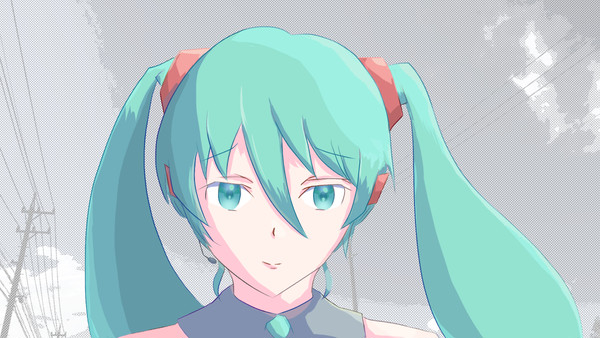 困った顔で優しく微笑む初音ミク