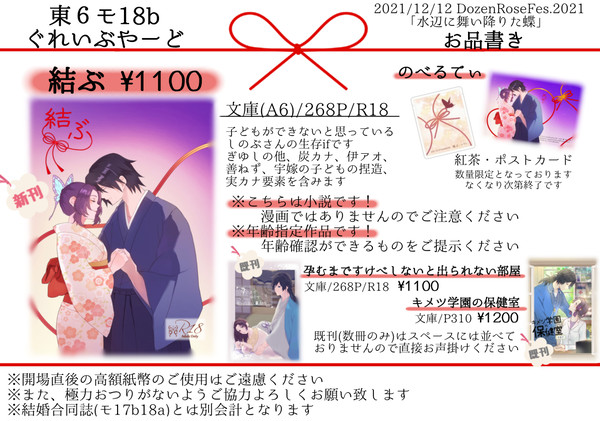 【2021.12.12 水辺に舞い降りた蝶】お品書き