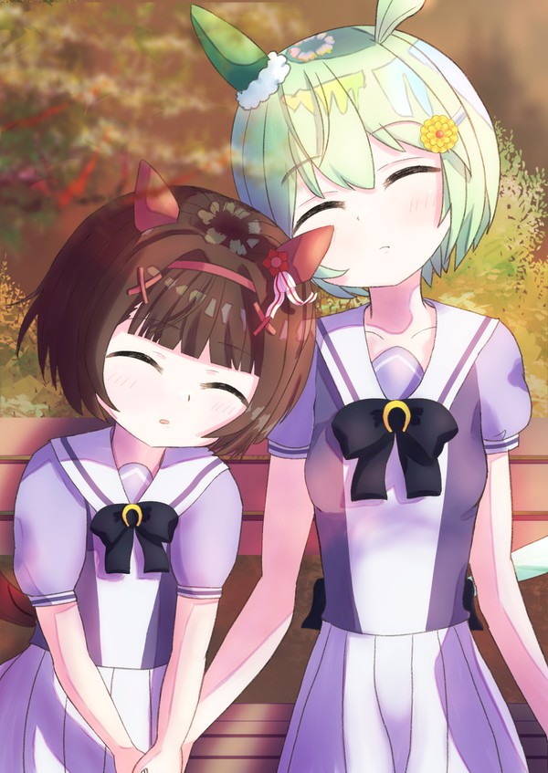ふたりベンチの上で