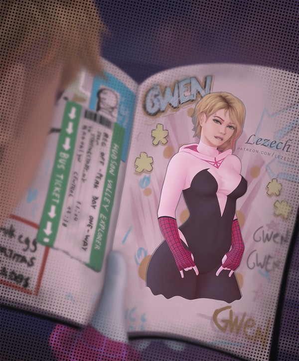 Gwen looking at Gwen
