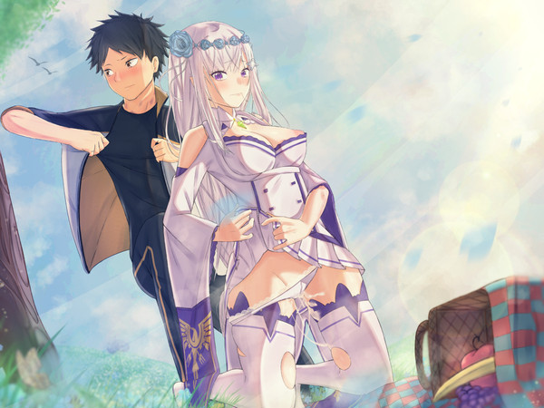 Subaru and Emilia on the date.