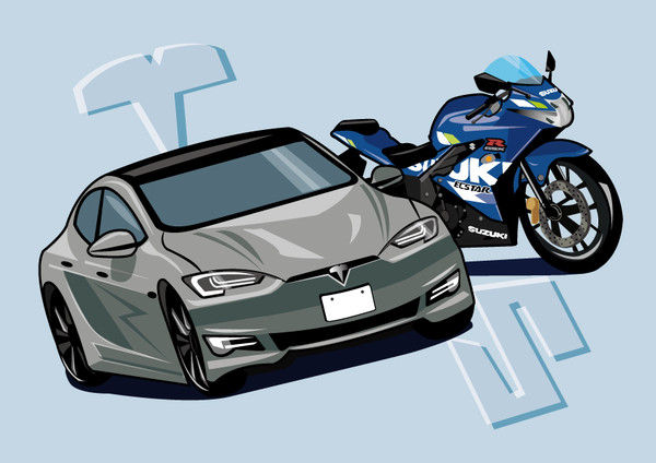 TESLA_Model S × SUZUKI GSX-R125