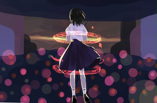 うろ覚えで描いた「竜とそばかすの姫」のシーン。