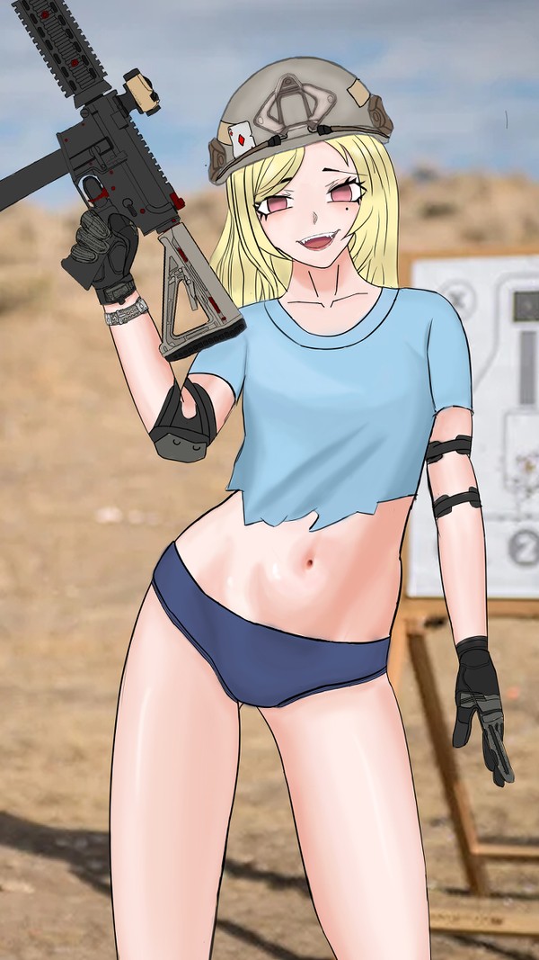 NN girl with a submachine gun