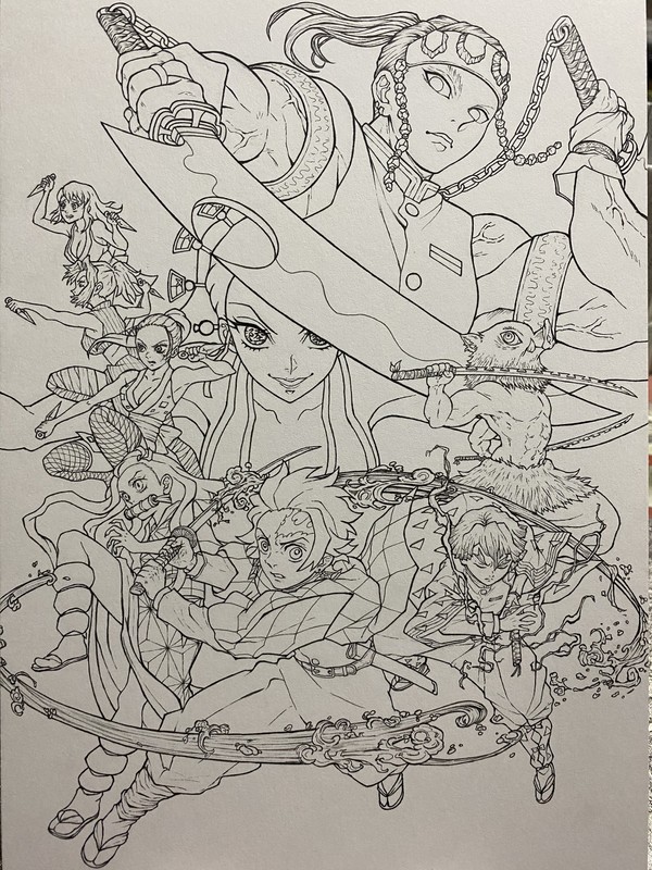 鬼滅の刃 遊郭編 キービジュアル 線画