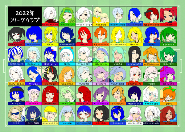 2022年版Jリーグクラブ擬人化キャラシートまとめ