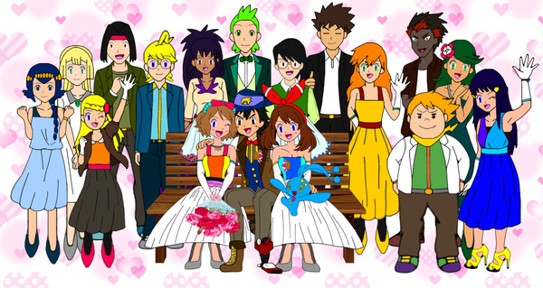 サトシ、セレナ、そして ハルカの結婚式