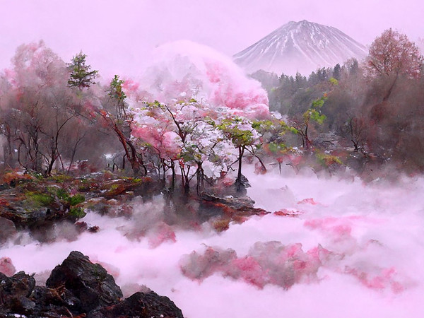 Chinese painting about sakura