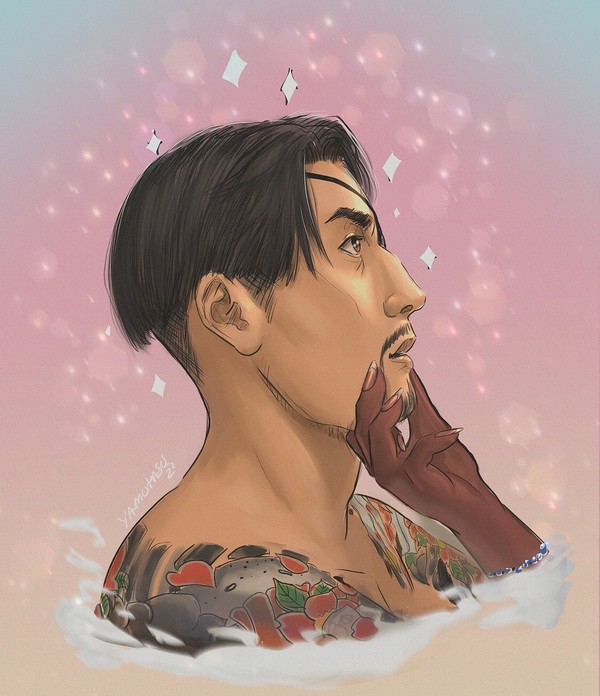 私は彼の顔に触れます。