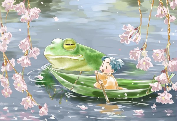 一寸法師と花いかだ