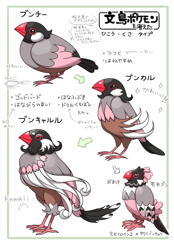 文鳥ポケモンを考えるなどした_まとめ