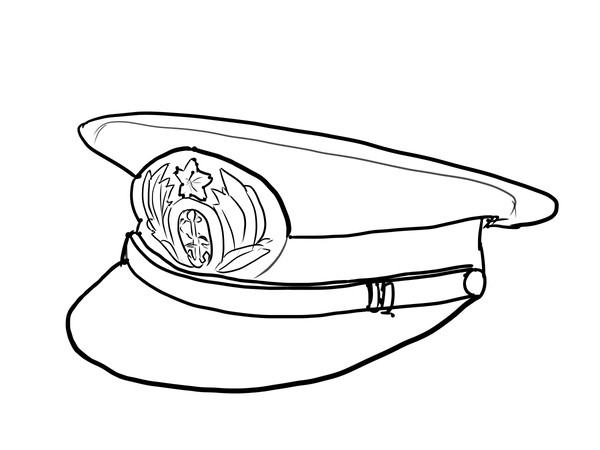 海上自衛隊　尉官用制帽　（白黒）