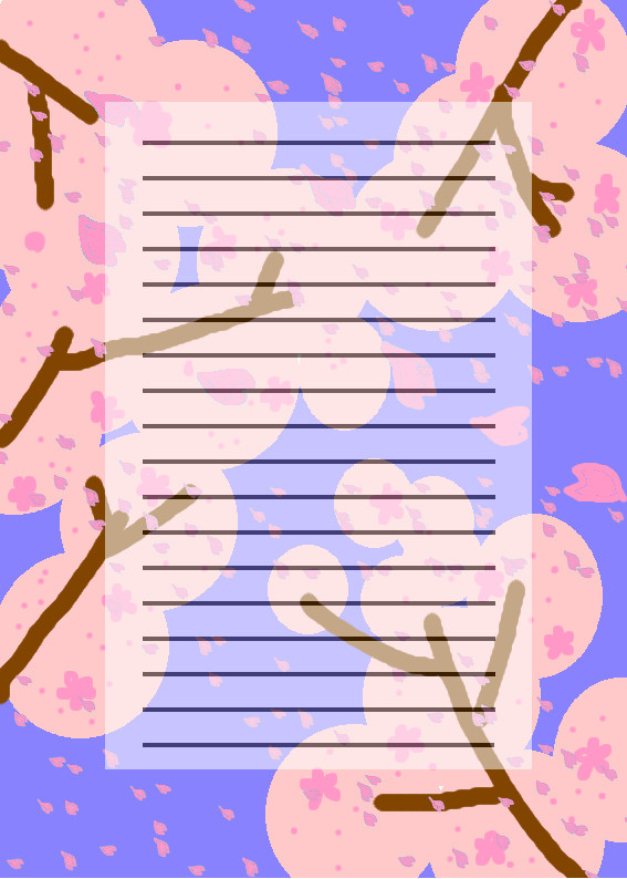 桜の花吹雪便箋