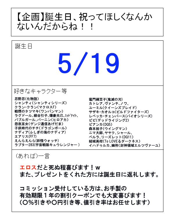【企画】誕生日、祝ってほしくなんかないんだからね!!