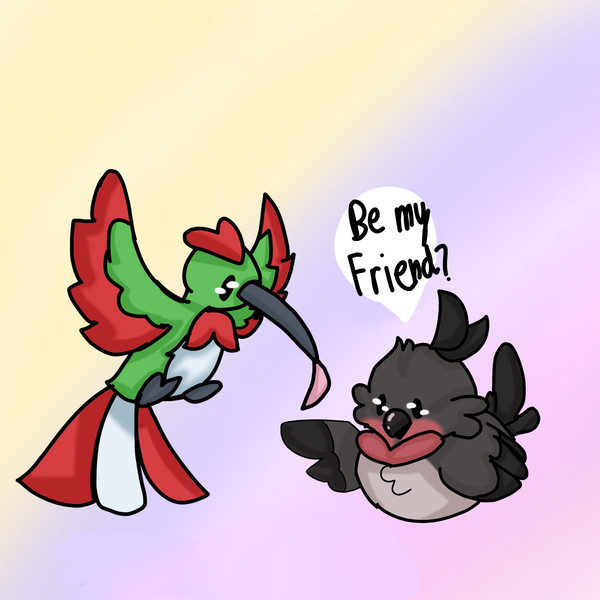 Floof birb and leaf hummingbird