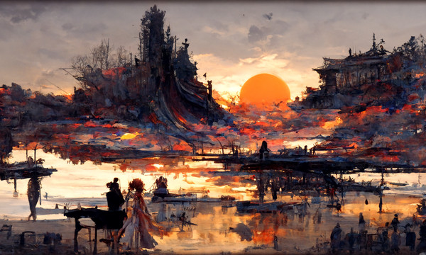 sunset over a lake