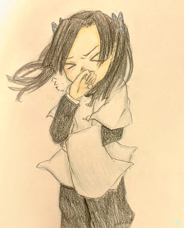 くしゃみするアオイちゃん