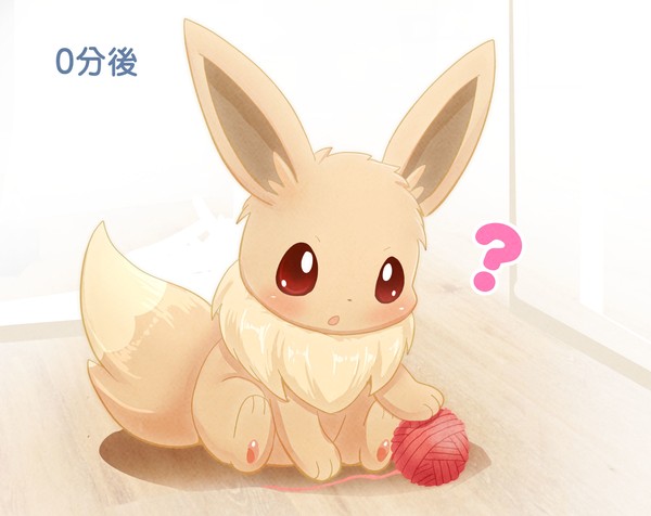 イーブイに毛玉あげてみた