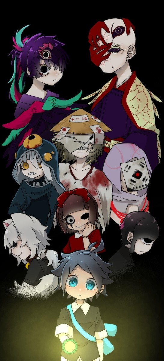 夜廻三擬人化+人集合絵とラクガキ詰め