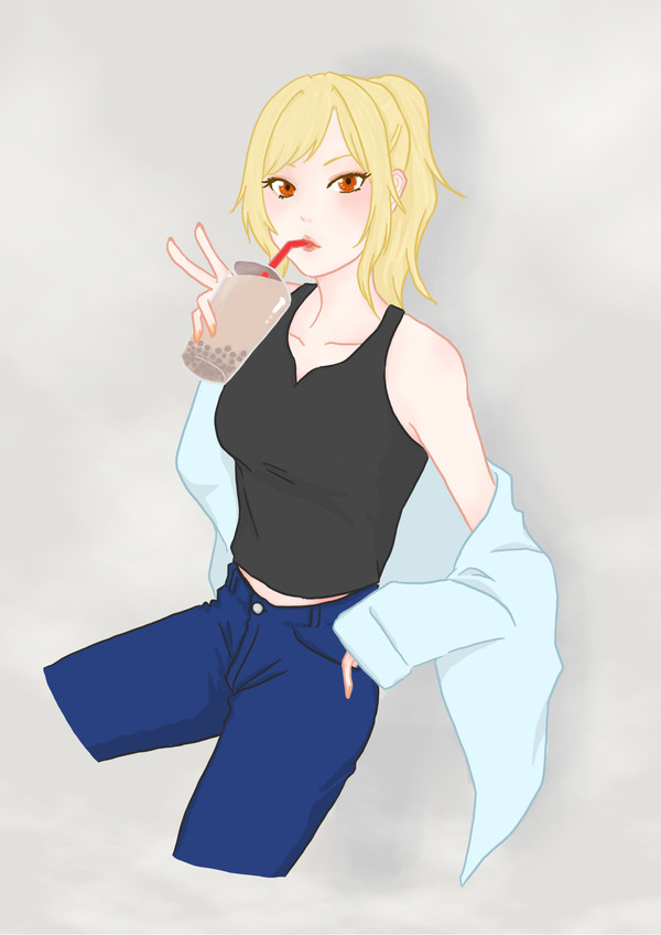 宮下愛さん黒タンクトップ姿真剣お絵描き一本勝負タグ便乗絵