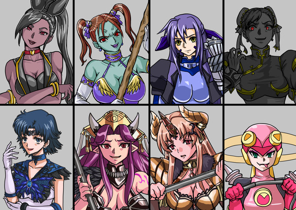 性癖に従ったキャラ8人で格ゲーを作れと言うtwitterタグの絵