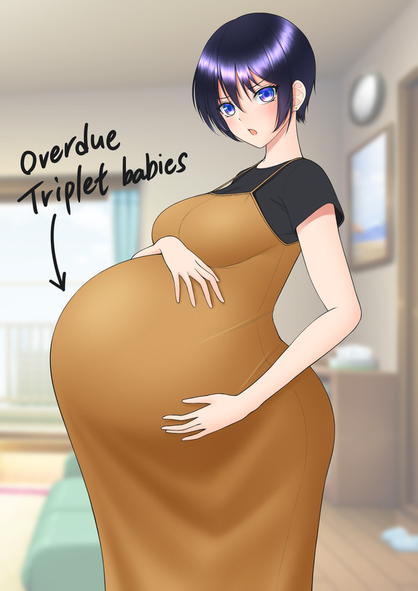 予定日超過三つ子妊婦さん