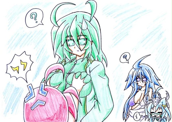 揉まれる擬人化ウヴァと見てる擬人化メズールとウヴァリィン