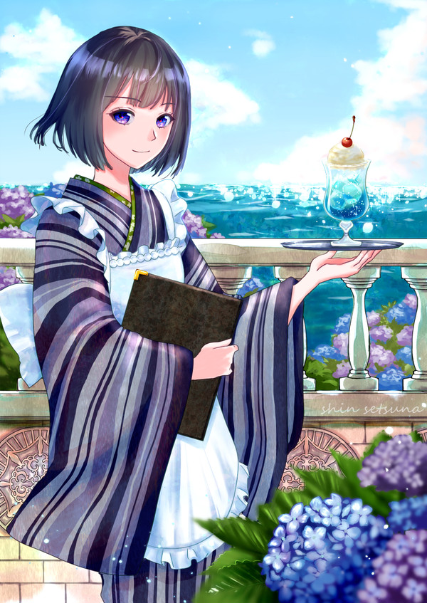 空と海色のクリームソーダ