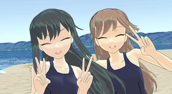 スク水の朝潮と荒潮😍😆😍