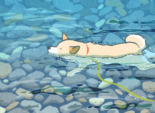 【日曜犬絵室】いぬ in the river