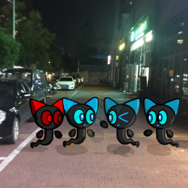 Friends meeting at night.