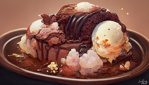 Chocolate lava cake with vanilla