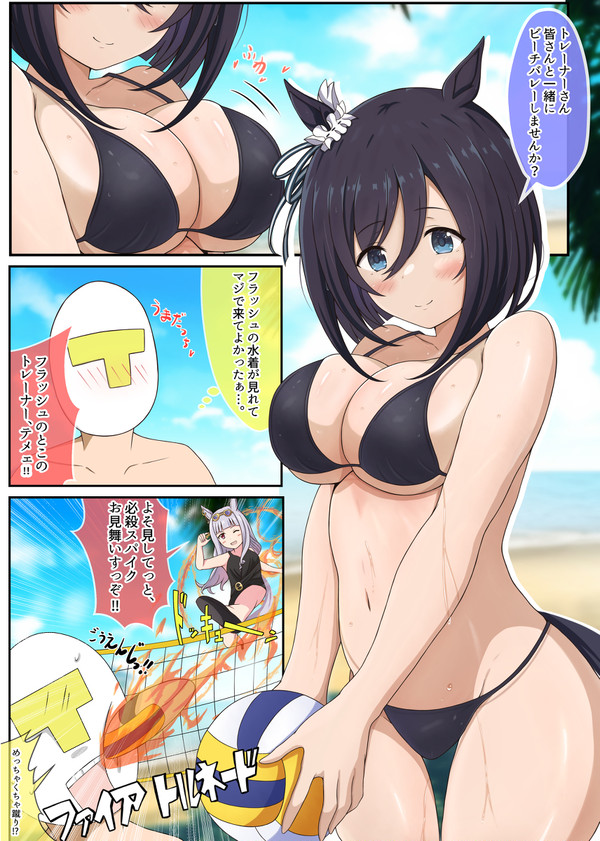 フラッシュ達とビーチバレーする漫画です。