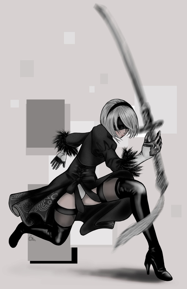 戦闘中の2B
