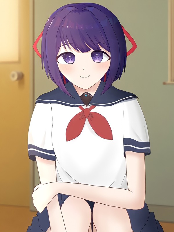 中学生の頃の制服を着てくれたしおちゃん