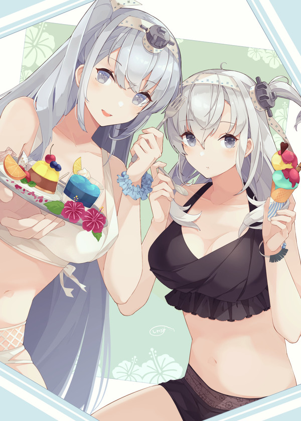 水着冬月と涼月