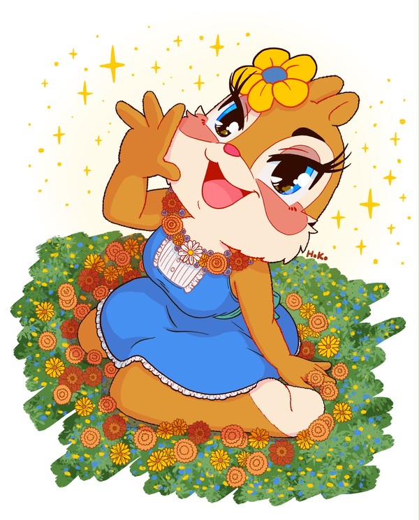 花に囲まれるクラリスちゃん