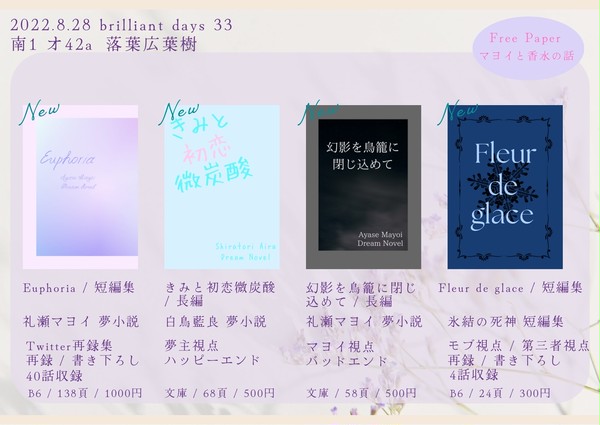 【8/28 brilliant days 33 】お品書き