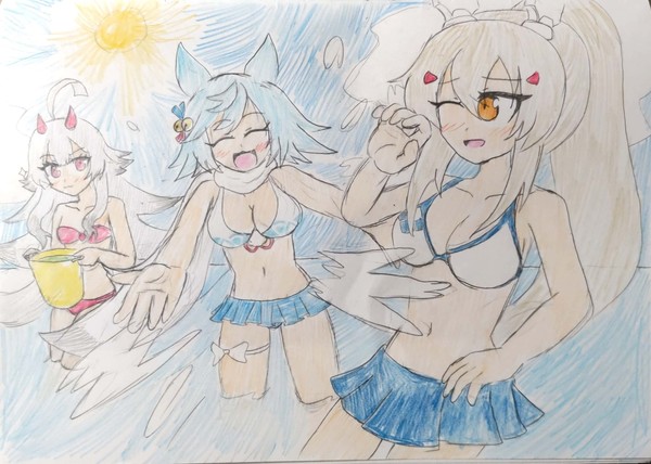 特型三姉妹の海水浴