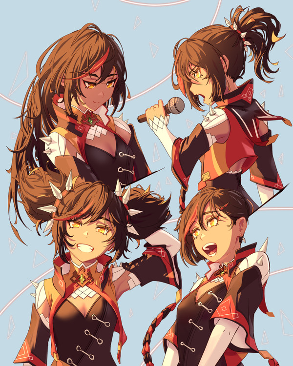 Xinyan with different haircuts