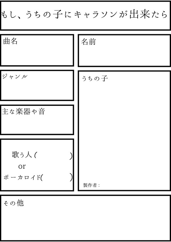 もし､うちの子にキャラソンが出来たら