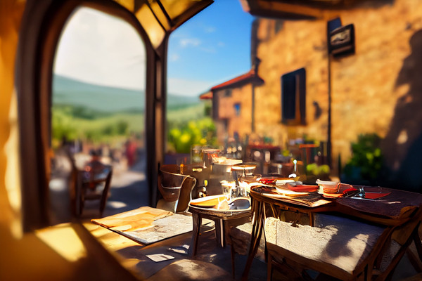 A cafe in Tuscany, variants