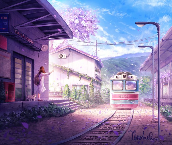 駅で電車に乗る...!