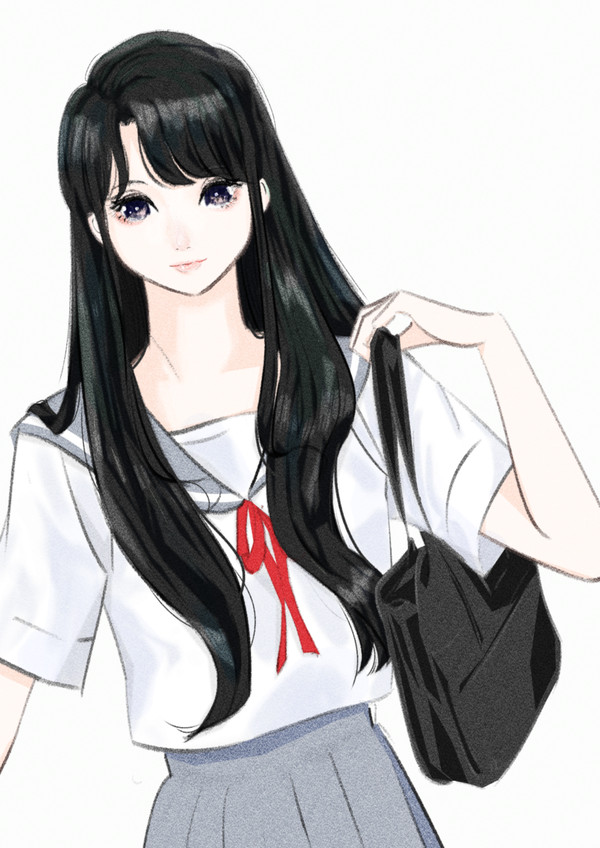 女子高生　黒髪ロング　セーラー服