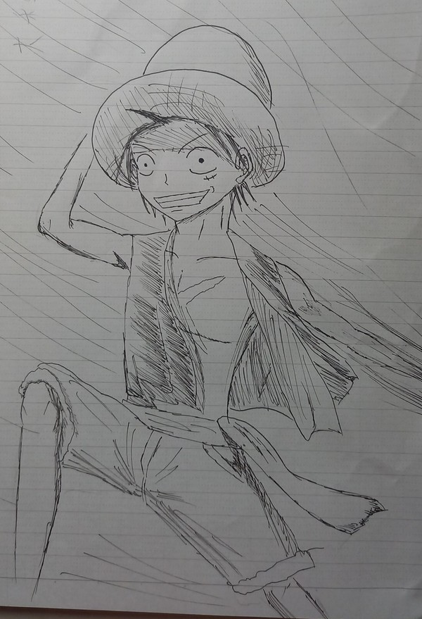 見ないで描いたルフィ