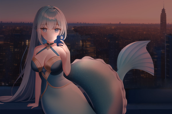 Ai mermaid in city